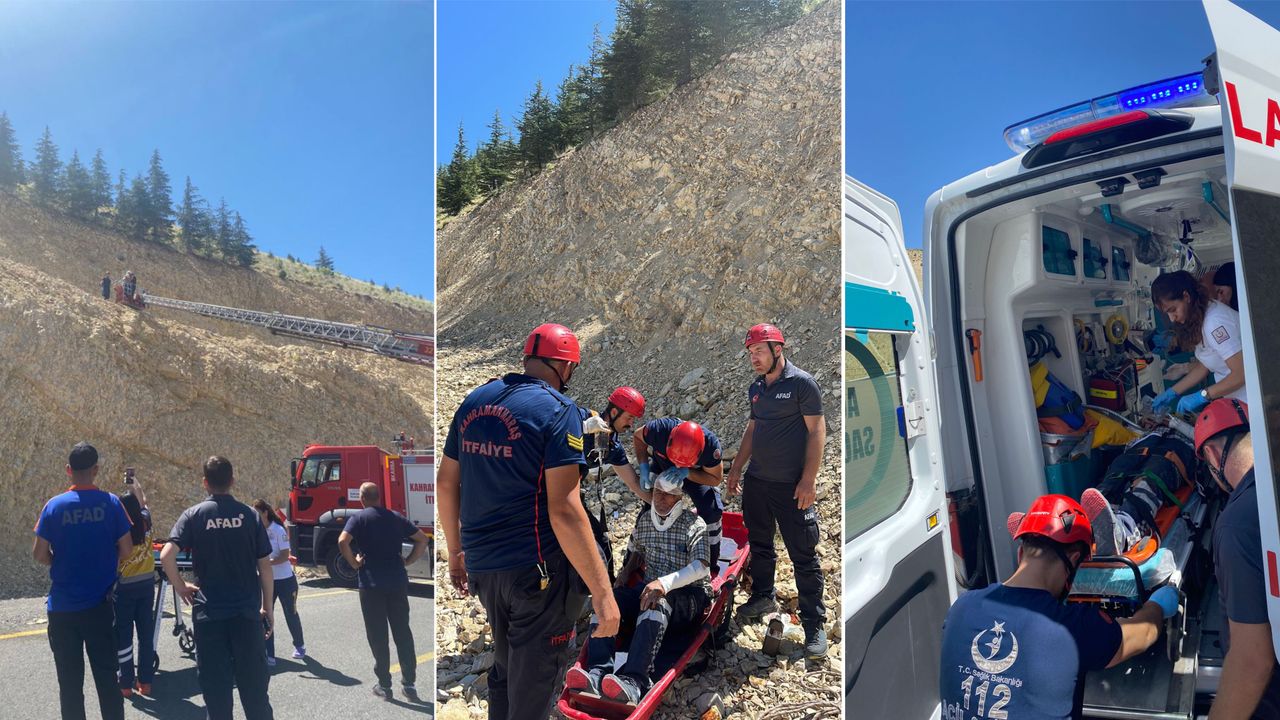 Kahramanmaraş'ta uçuruma yuvarlanan kişi kurtarıldı
