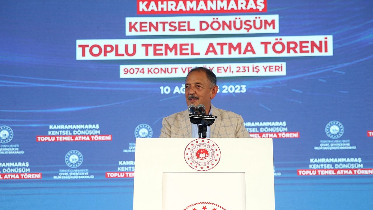 Bakan Özhaseki, Kahramanmaraş Kentsel Dönüşüm Toplu Temel Atma Töreni'nde konuştu (1)