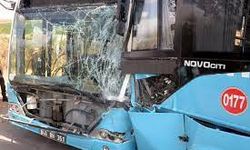Belediye otobüsü ile özel halk otobüsü çarpıştı, 9 kişi yaralandı