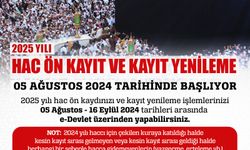 2025 Yılı Hac Ön kayıt ve Kayıt Yenileme İşlemleri Başladı