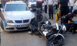 Isparta'da motosikletle otomobilin çarpıştığı kaza güvenlik kamerasına yansıdı