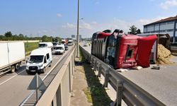 Arı sokması kazaya neden oldu: Devrilen tır 50 metre sürüklendi