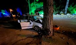 Alanya'da ağaca çarpan otomobildeki 1 kişi öldü, 3 kişi yaralandı