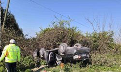 Dörtyol’da ters dönen otomobilin sürücüsü yaralandı