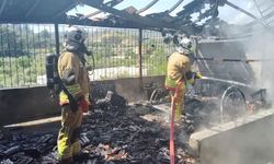 Defne'de yangın çıkan evde hasar oluştu