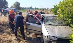 Dörtyol’da otomobil narenciye bahçesine uçtu