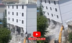 Afşin’de Hasarlı Bina Böyle Yıkıldı