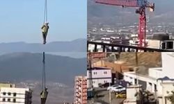 Şantiyede Tehlikeli Hareket: İşçi Şantiyeye Vinçle İndi