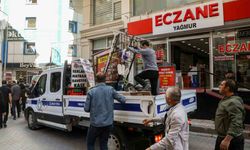 Zabıta ekipleri kaldırımlara bırakılan ürünleri topladı