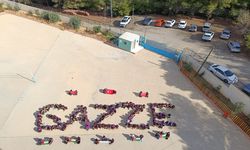 Hatay'da öğrenciler Filistin'e destek için 'Gazze' yazılı koreografi oluşturdu