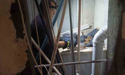 Apartman boşluğuna düşürek mahsur kalan yavru kediyi itfaiye ekipleri kurtardı