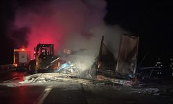 D-100 kara yolunda tır yangını: Ankara istikametinde ulaşım aksadı