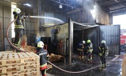 Mersin'de palet imalathanesinde çıkan yangın söndürüldü