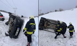 Afşin-Göksun Karayolunda Araç Yan Yattı