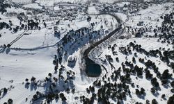 Yeşilgöz Gölü'nde Kış Manzarası Havadan Görüntülendi