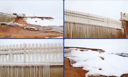 "Sivas'ın Pamukkale"si Altınkale'de buz sarkıtları oluştu