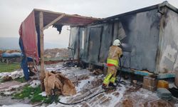 Reyhanlı'da alevlere telsim olan konteyner yandı