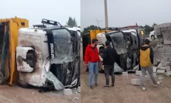 Hafriyat Kamyonu Şarampole Devrildi:1 Yaralı