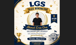 Afşin’de LGS Gururu: İlçe Birincisi Ahmet Eren Ova Oldu