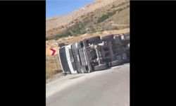 Afşin'de Beton Mikseri Devrildi