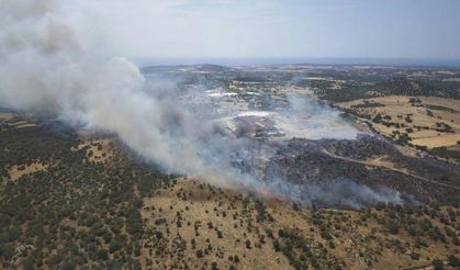 Çanakkale'de tarım arazisinden ormanlık alana sıçrayan yangına müdahale ediliyor