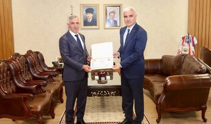 Vali Ünlüer, Görev Değişikliği Öncesi Emniyet Müdürü Hasan Yiğit'i Kabul Etti