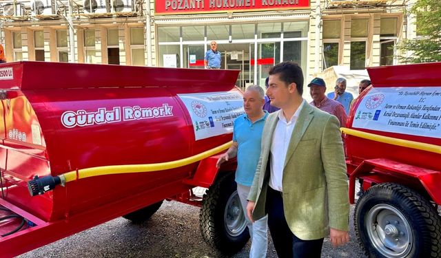 Pozantı'da iki çiftçiye hibe destekli su tankı verildi