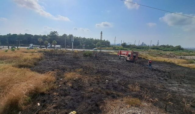 İskenderun'da otluk alanda çıkan yangın söndürüldü