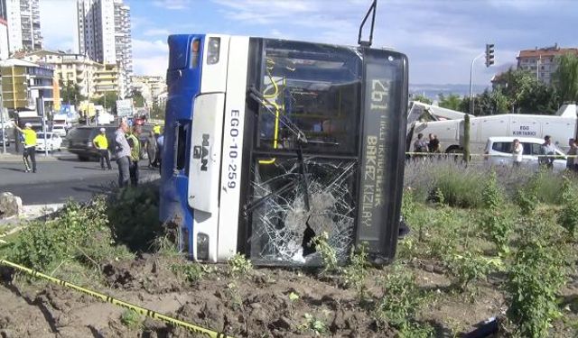 Ankara'da EGO otobüsünün devrildiği anın görüntülerine ulaşıldı