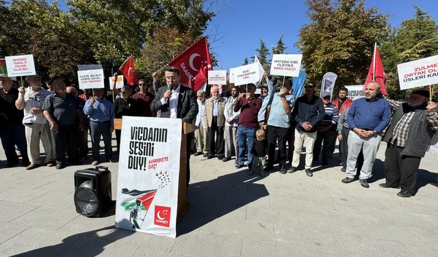 İsrail'in Filistin ve Lübnan'a yönelik saldırıları Burdur'da protesto edildi