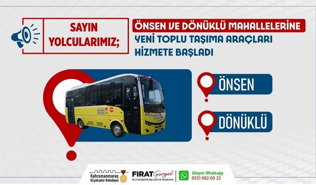 Önsen ve Dönüklü’ye Yeni Toplu Taşıma Araçları Hizmete Başladı