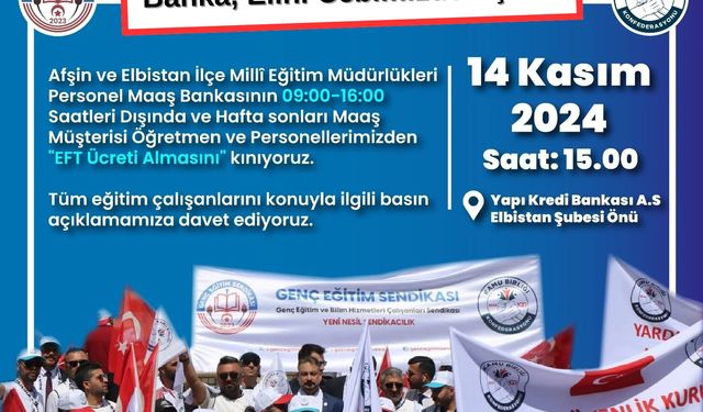 Genç Eğitim Sendikası, EFT Ücretleri İçin Bankayı Protestoya Hazırlanıyor