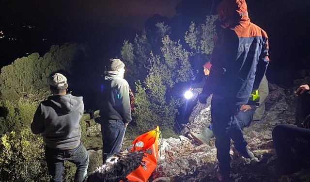 Burdur'da dağda mahsur kalan keçiyi AFAD kurtardı