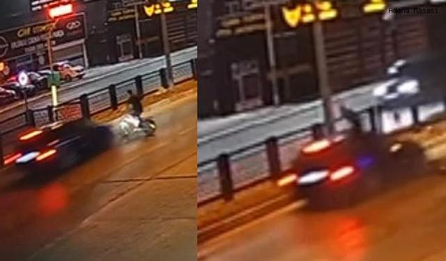Adana'da otomobilin bisikletliye çarpması kamerada