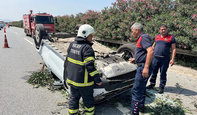 Takla atan otomobilin sürücüsü yaralandı