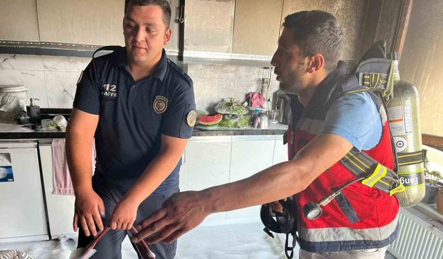 Mutfakta çıkan yangın itfaiye ekiplerince söndürüldü