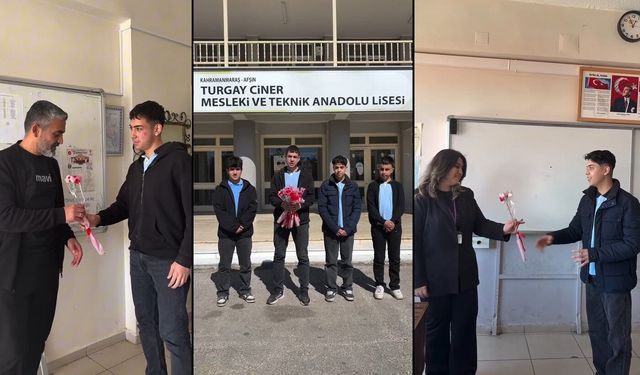 Afşin’de Öğrenciler Öğretmenlerine Çiçekle Teşekkür Etti
