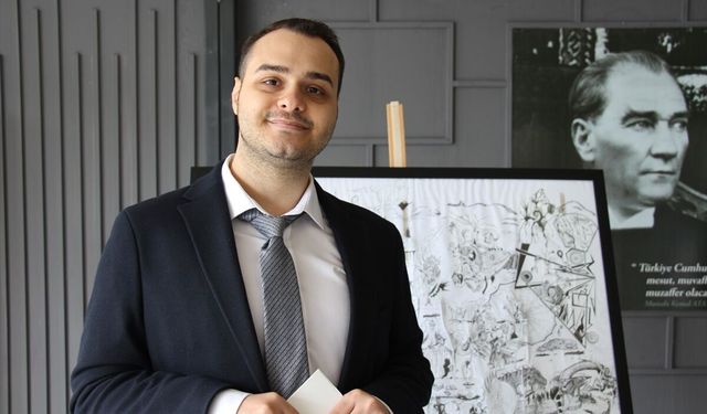 Antalya'da otizmli genç sanatçı eserlerini sergiledi