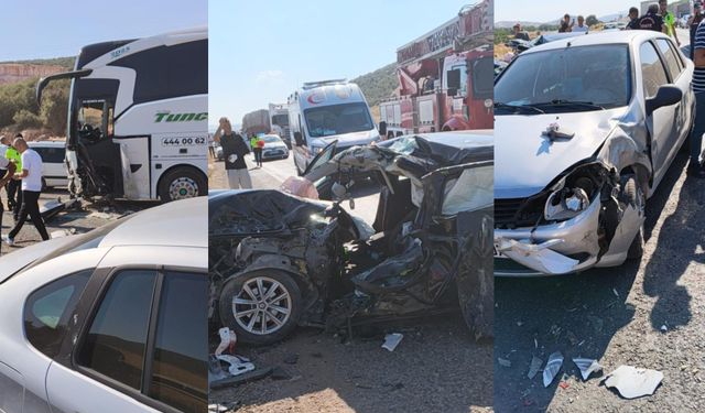 Kontrolden Çıkan Otomobil, Yolcu Otobüsü ile Otomobile Çarptı: 2'si Ağır 4 Yaralı