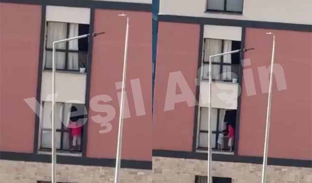Afşin’de Balkonda Yürekleri Ağza Getiren Anlar Kamerada