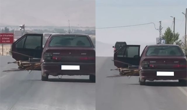 Afşin’de Tehlikeli Yolculuk: Demir Yüklü Otomobil Kamerada!