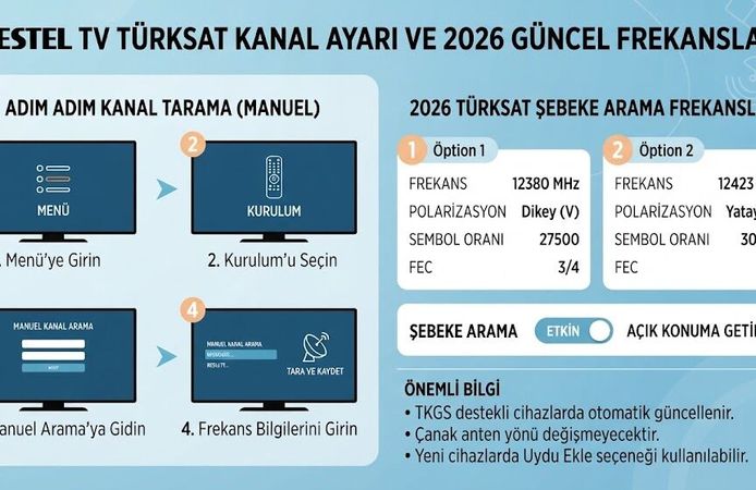 Vestel TV Türksat Kanal Ayarı Nasıl Yapılır? 2026 Güncel Frekanslar ve Kanal Tarama Rehberi