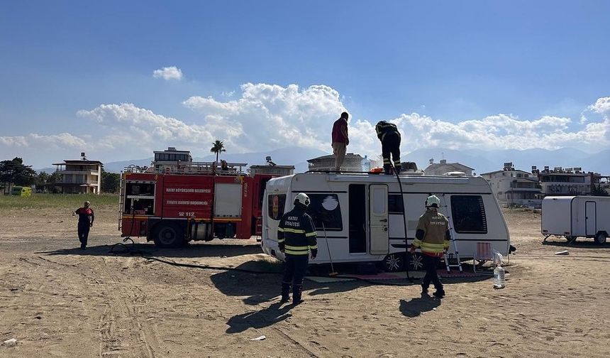 Arsuz’da karavan yangını