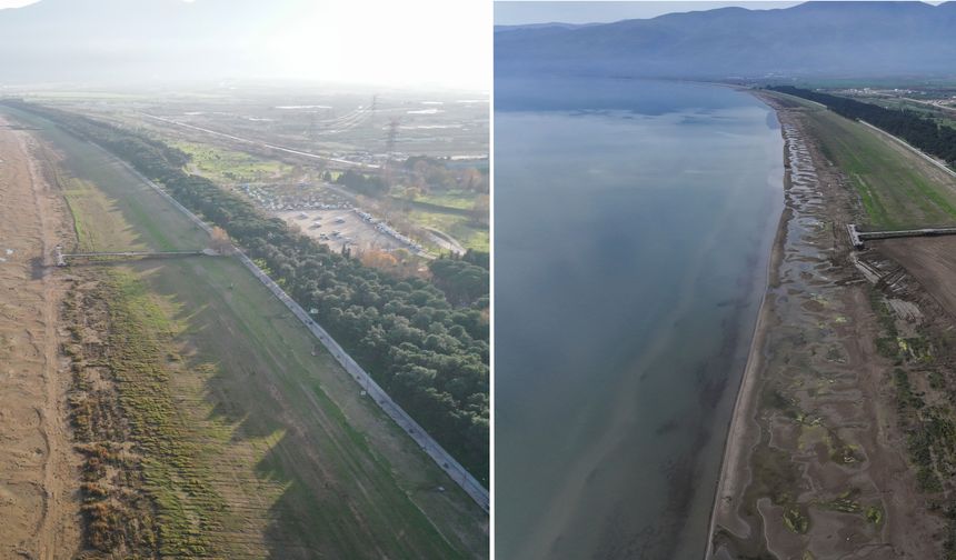 Bursa'da barajları dolduran yağışlar İznik Gölü'ne fayda etmedi