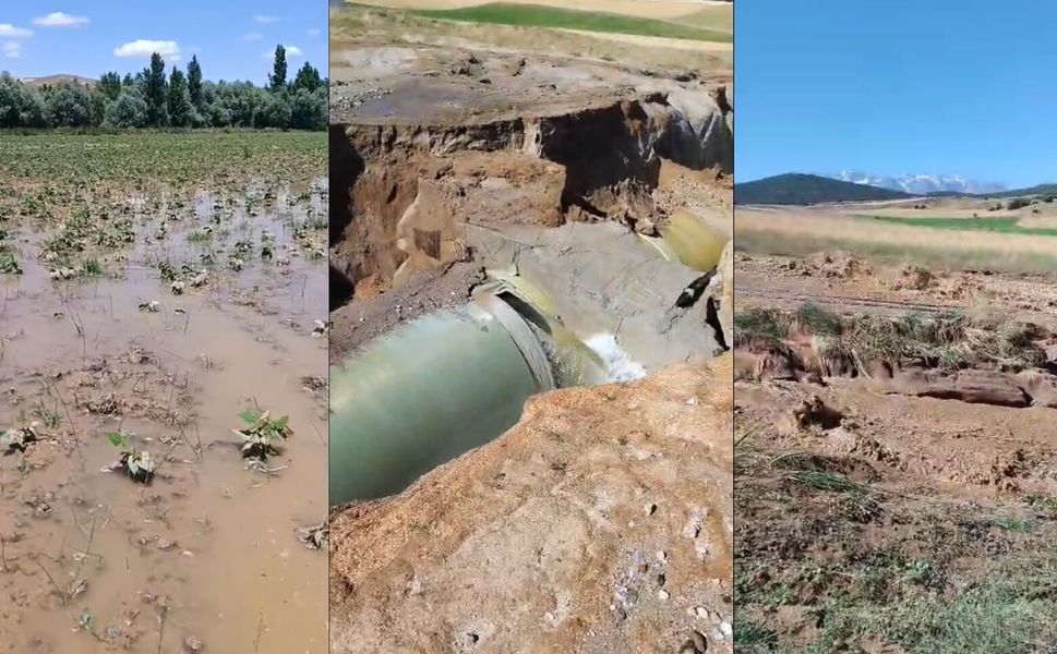 Afşin’de Sulama Hattı Patladı: Ahır ve Tarım Arazileri Sular Altında Kaldı