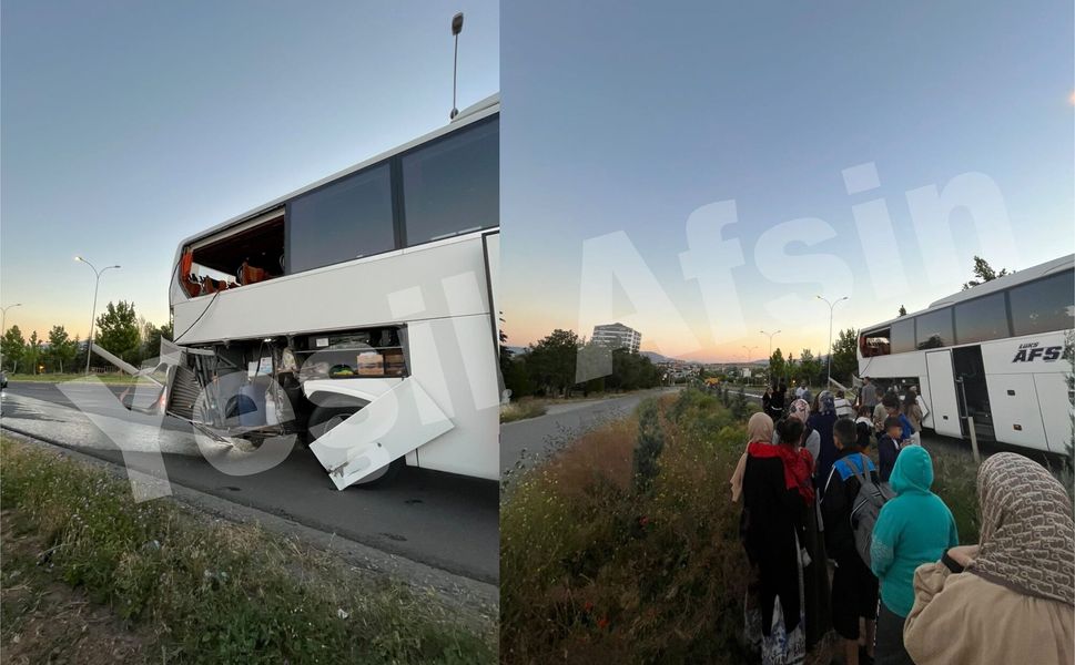 İstanbul-Afşin Seferini Yapan Otobüse Biçerdöver Çarptı