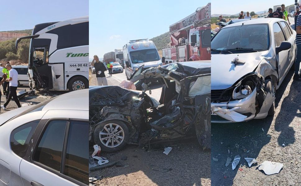 Kontrolden Çıkan Otomobil, Yolcu Otobüsü ile Otomobile Çarptı: 2'si Ağır 4 Yaralı