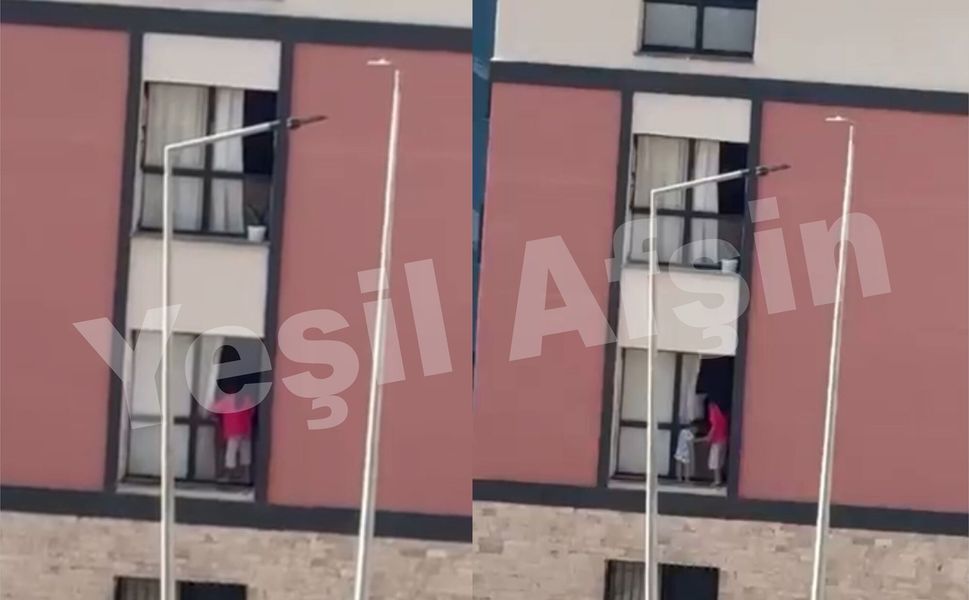 Afşin’de Balkonda Yürekleri Ağza Getiren Anlar Kamerada