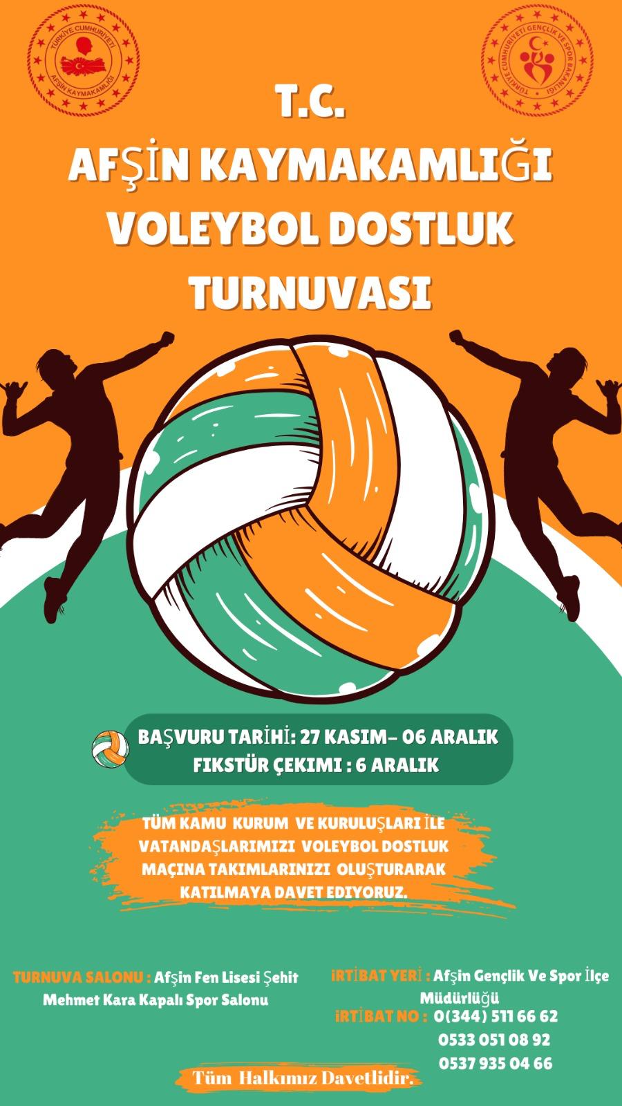 Afşin’de Voleybol Dostluk Turnuvası Düzenlenecek