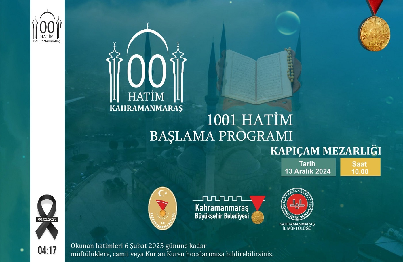 Deprem Şehitleri 1001 Hatim Ile Anılacak